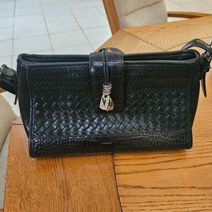 Purse Brighton Black Leather Basket Woven Purse great condition
